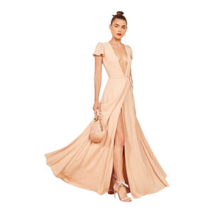 Reformation Rosie Wrap Maxi Dress | Plunge Neck High Slit Flutter Sleeve NWOT M